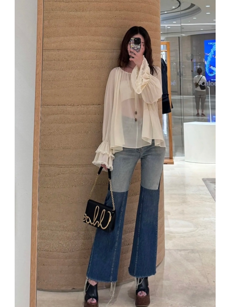 Chloe Luxe Lace Trim Silk Blouse – Elegant and Romantic