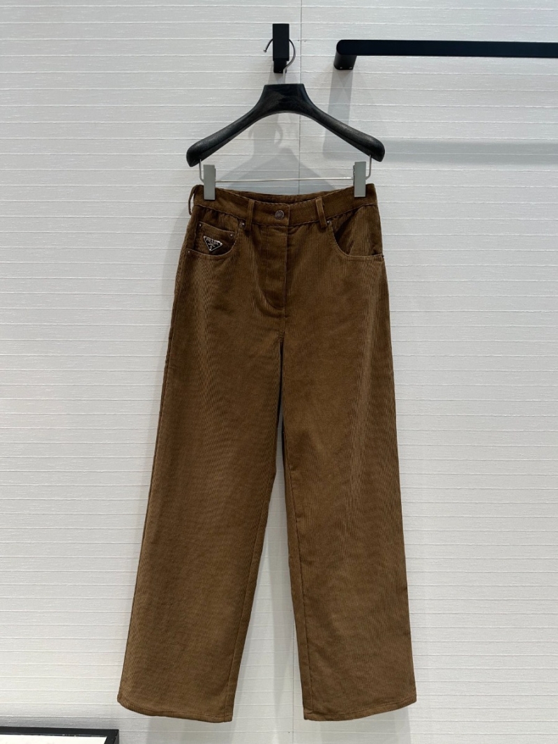 Prada Early Autumn Vintage Corduroy Mid-Rise Trousers Pants
