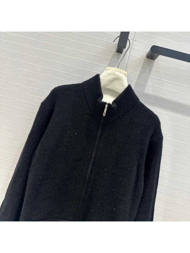 Hermès 24 Autumn Collection Textured Cashmere Zipper Cardigan - Black