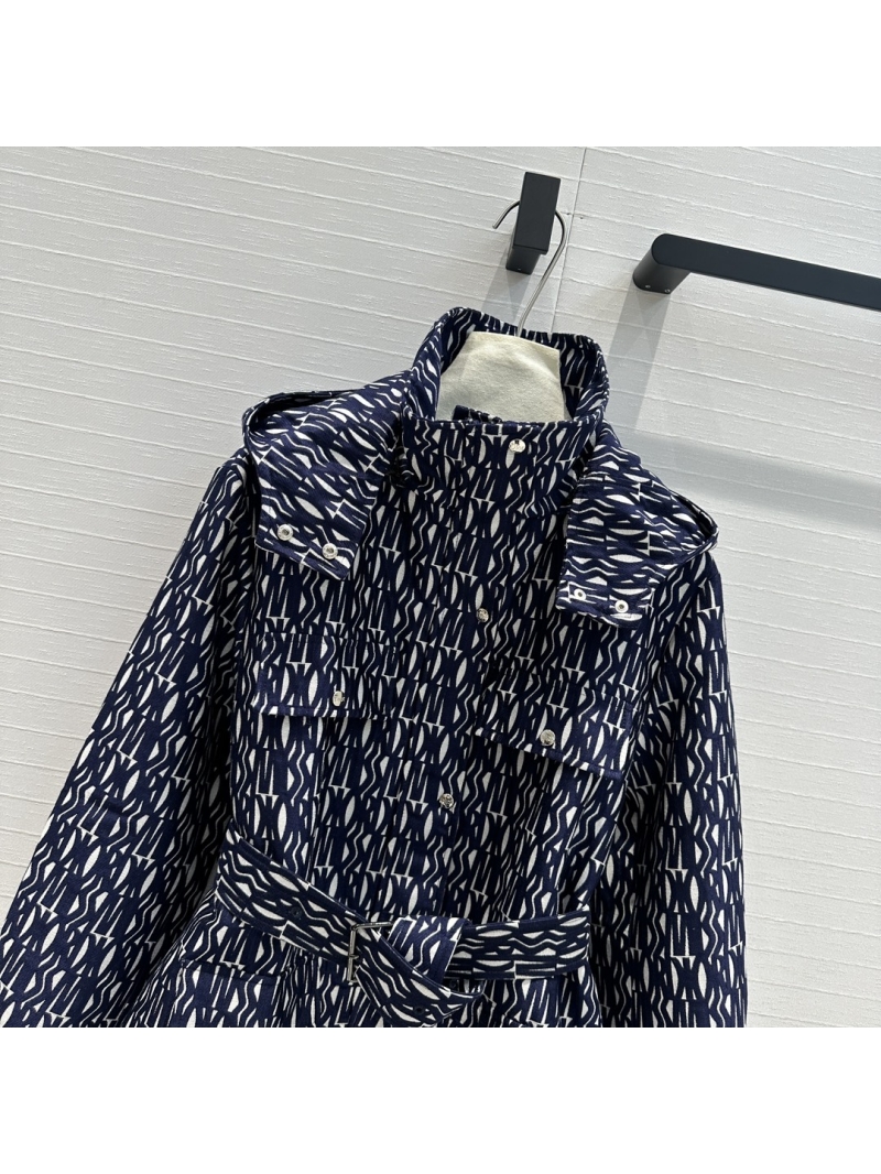 Dior Early Autumn Collection MissDior Jacquard Parka Jacket - Navy Blue Pattern