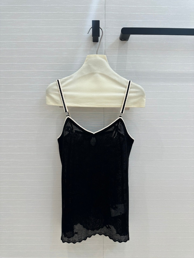Chanel 24B Collection Lace Knit Camisole - Black with Contrasting Trim