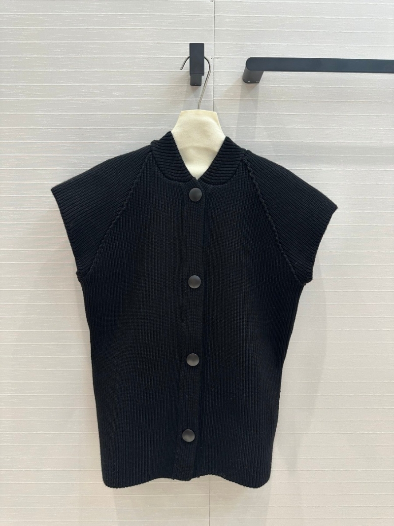 Louis Vuitton LV Black Knitted Baseball Collar Vest