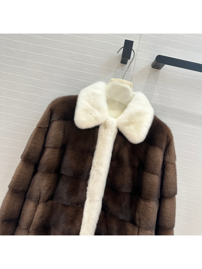 Dior Limited Edition Copenhagen Auction Mink Fur Coat – Brown and White Color-Block