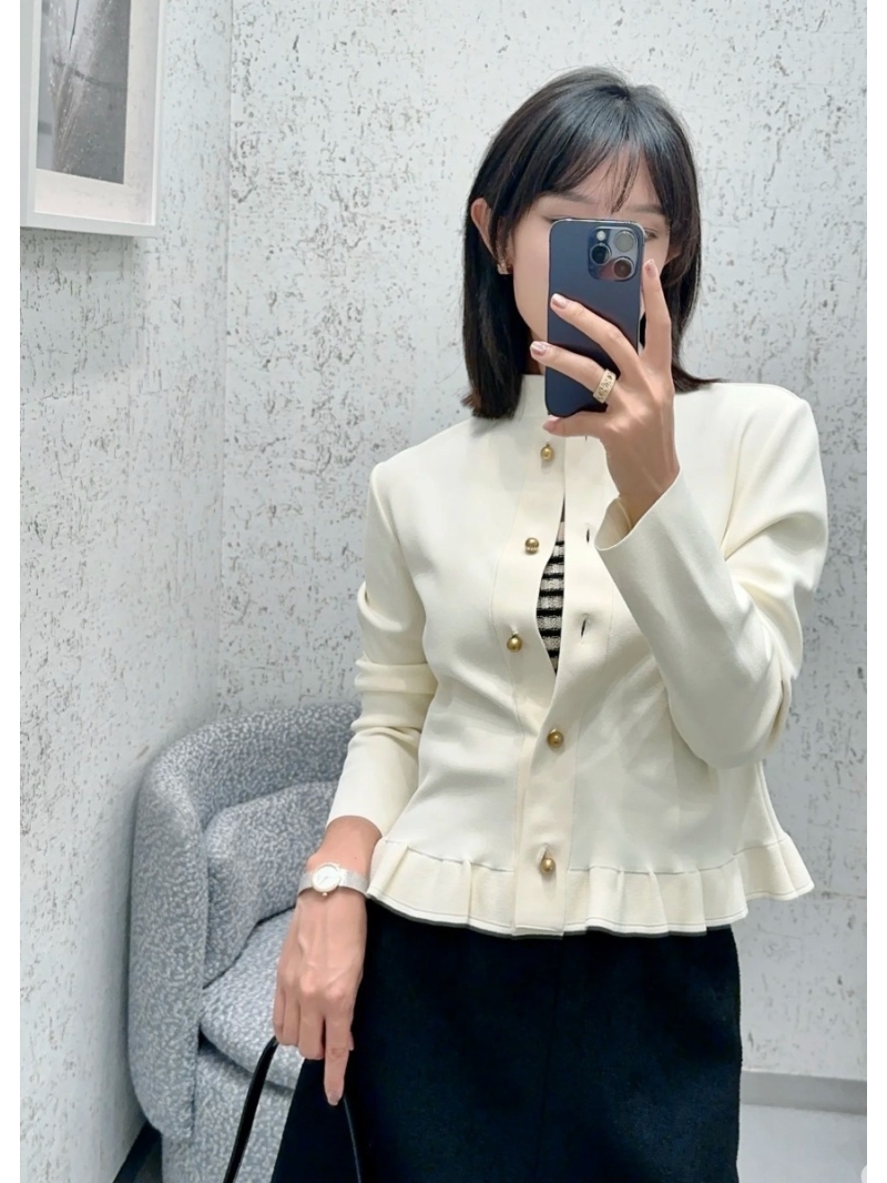 Dior Miss Dior Elegant Ruffled Buttoned Jacket – Ivory White