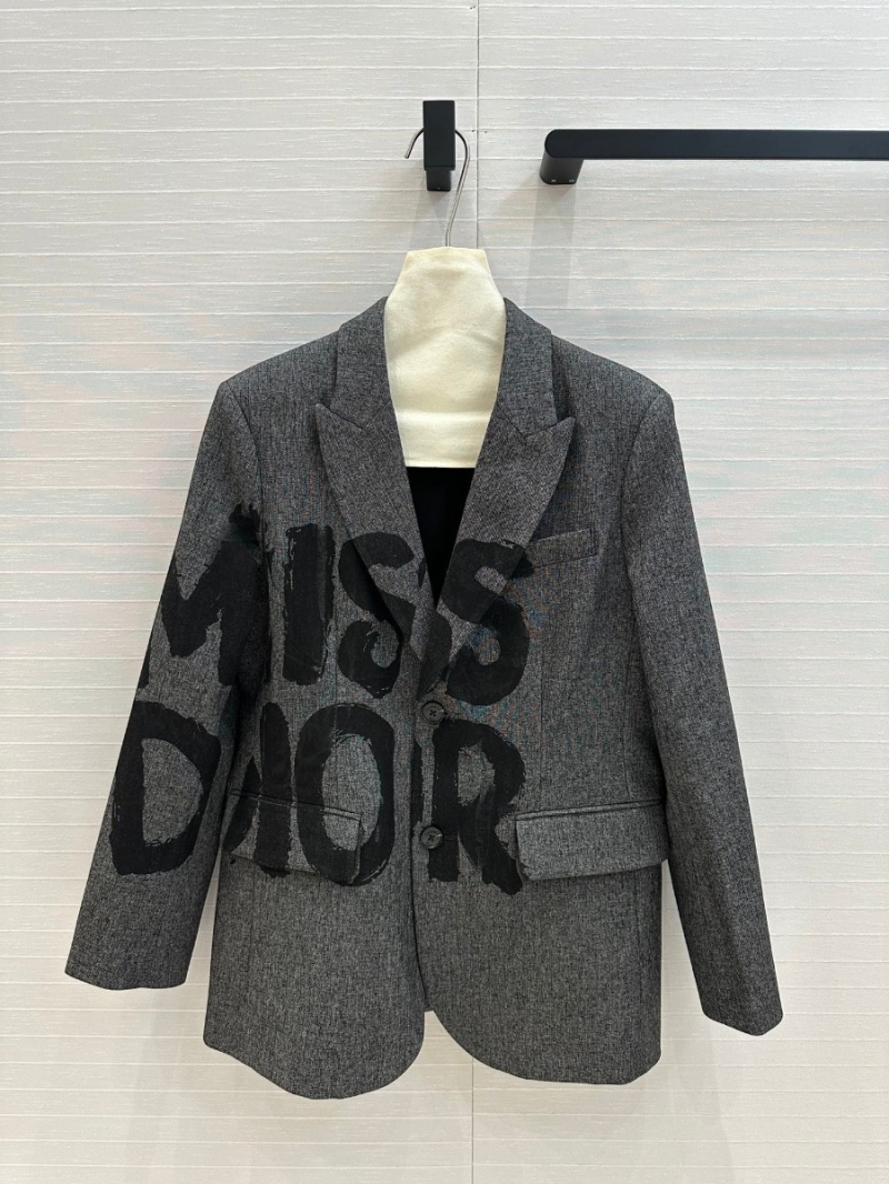 Dior Miss Dior Stylish Graffiti Print Tailored Blazer in Floral Grey