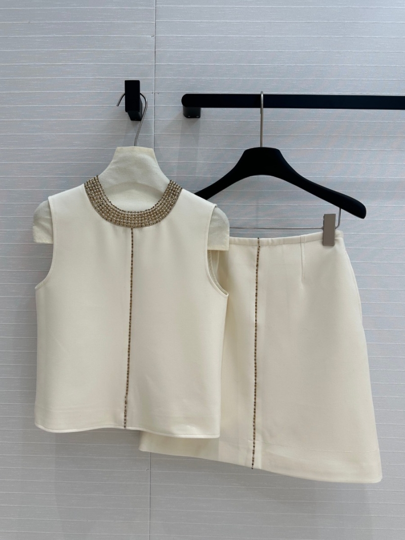 Dior 24 Early Autumn Collection Elegant Silk Wool Set. Ivory