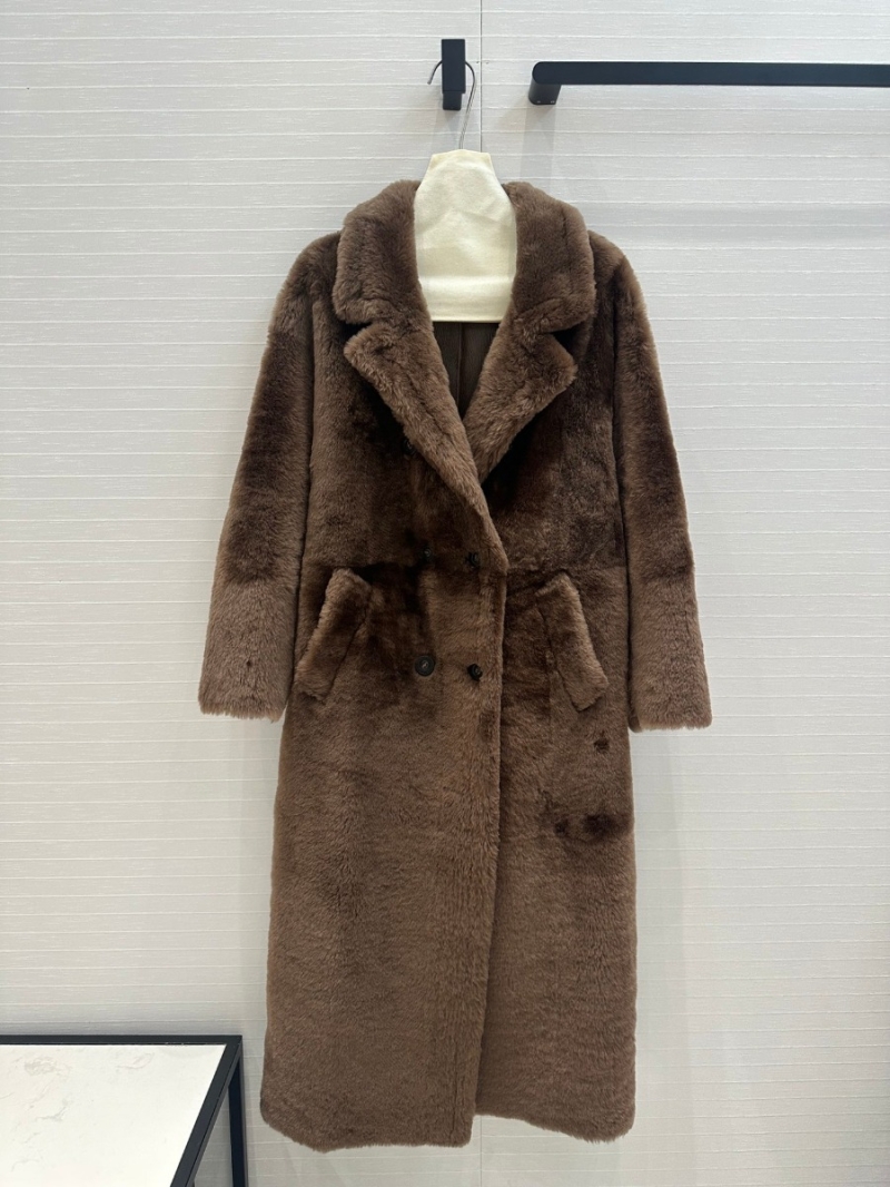 Max Mara Show Collection Plush Shearling Coat - Caramel