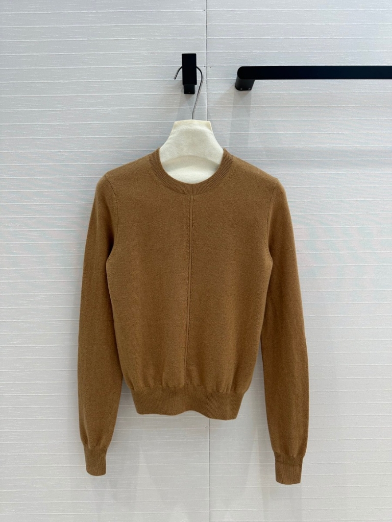 Saint Laurent YSL 2024 Pre-Fall Collection Minimalist Cashmere Knit Sweater. Brown