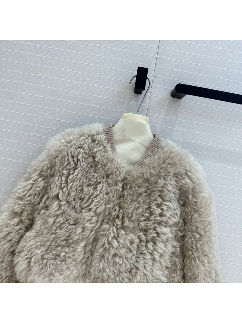 Dior Limited Edition Fall/Winter 2024 Shearling Jacket. Beige