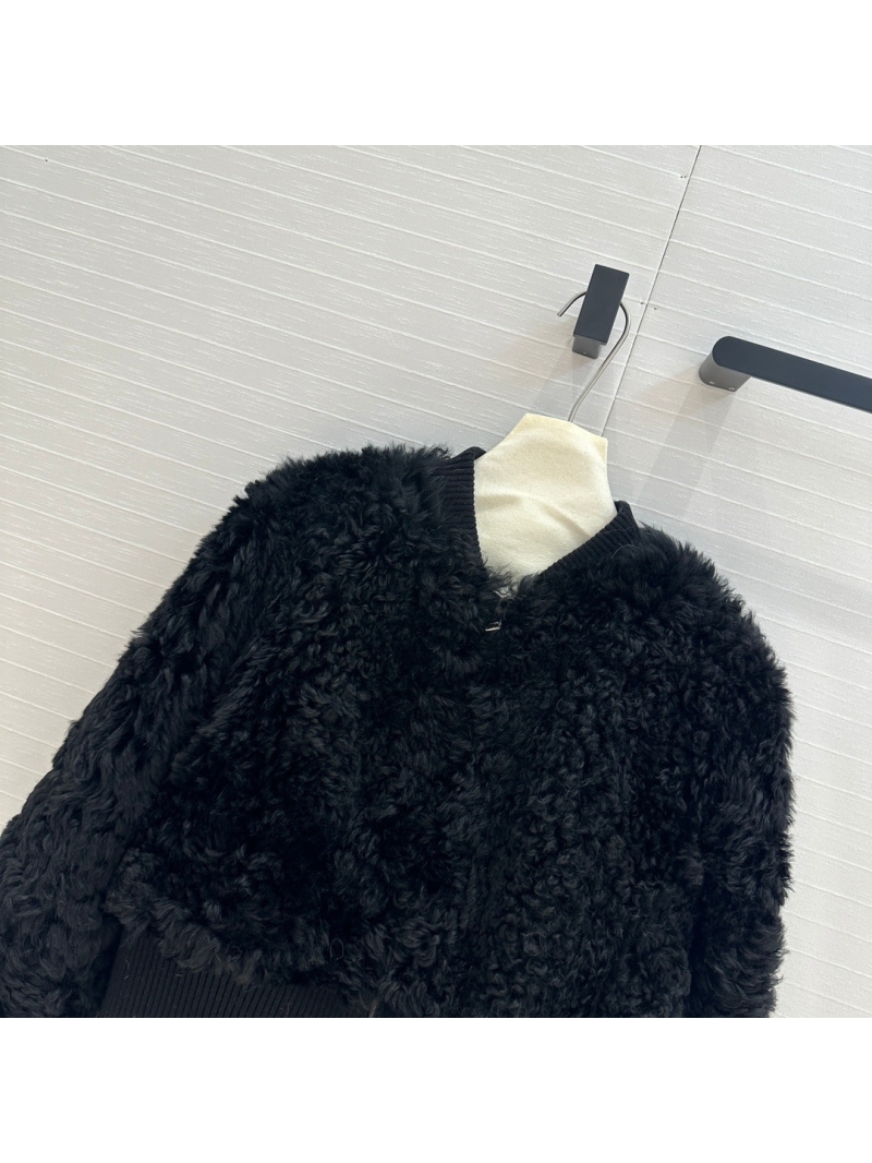 Dior Limited Edition Fall/Winter 2024 Shearling Jacket. Black
