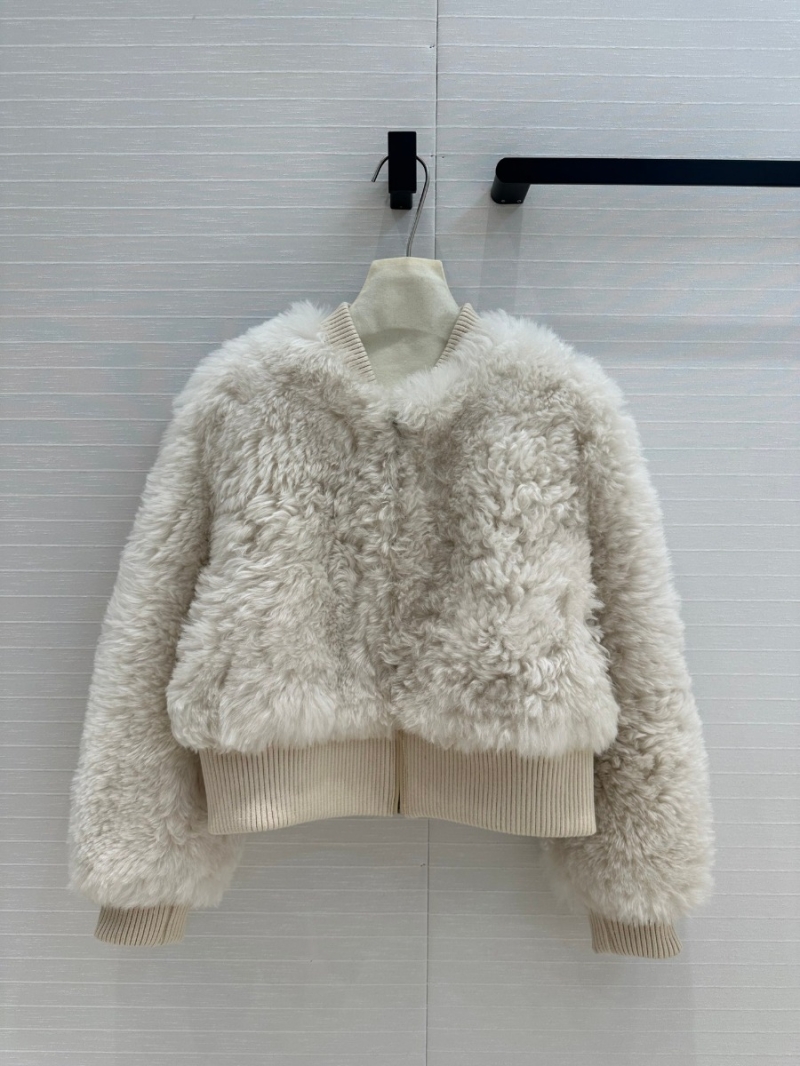 Dior Limited Edition Fall/Winter 2024 Shearling Jacket. Cream