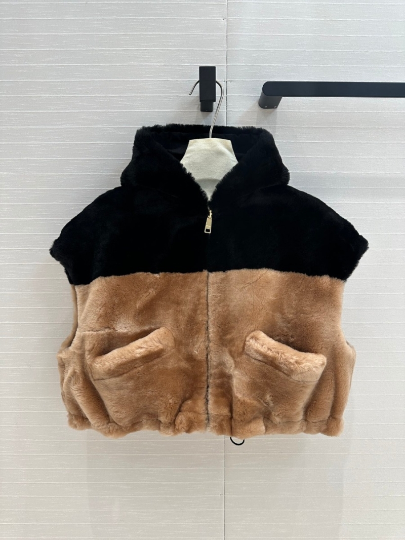 Prada Fall-Winter Montone Limited Collection Reversible Shearling Vest - Tan