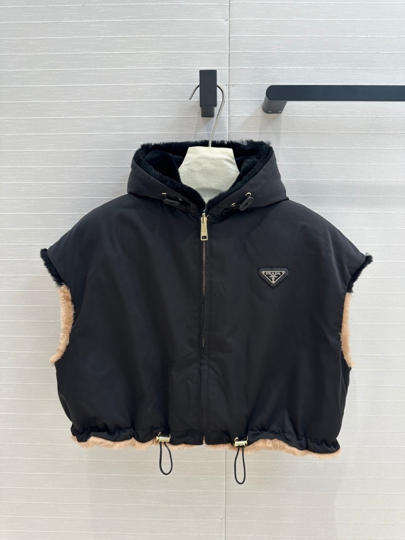 Prada Fall-Winter Montone Limited Collection Reversible Shearling Vest - Black
