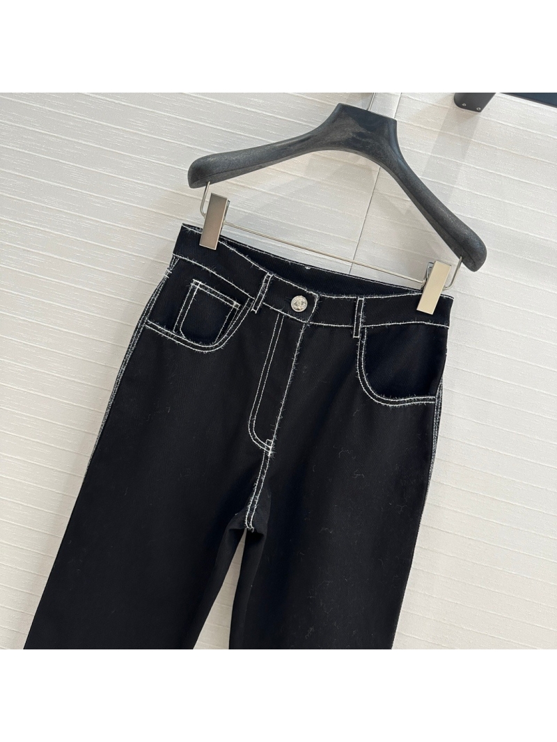 Chanel Coco Neige Collection Sleek Denim Pants in Black