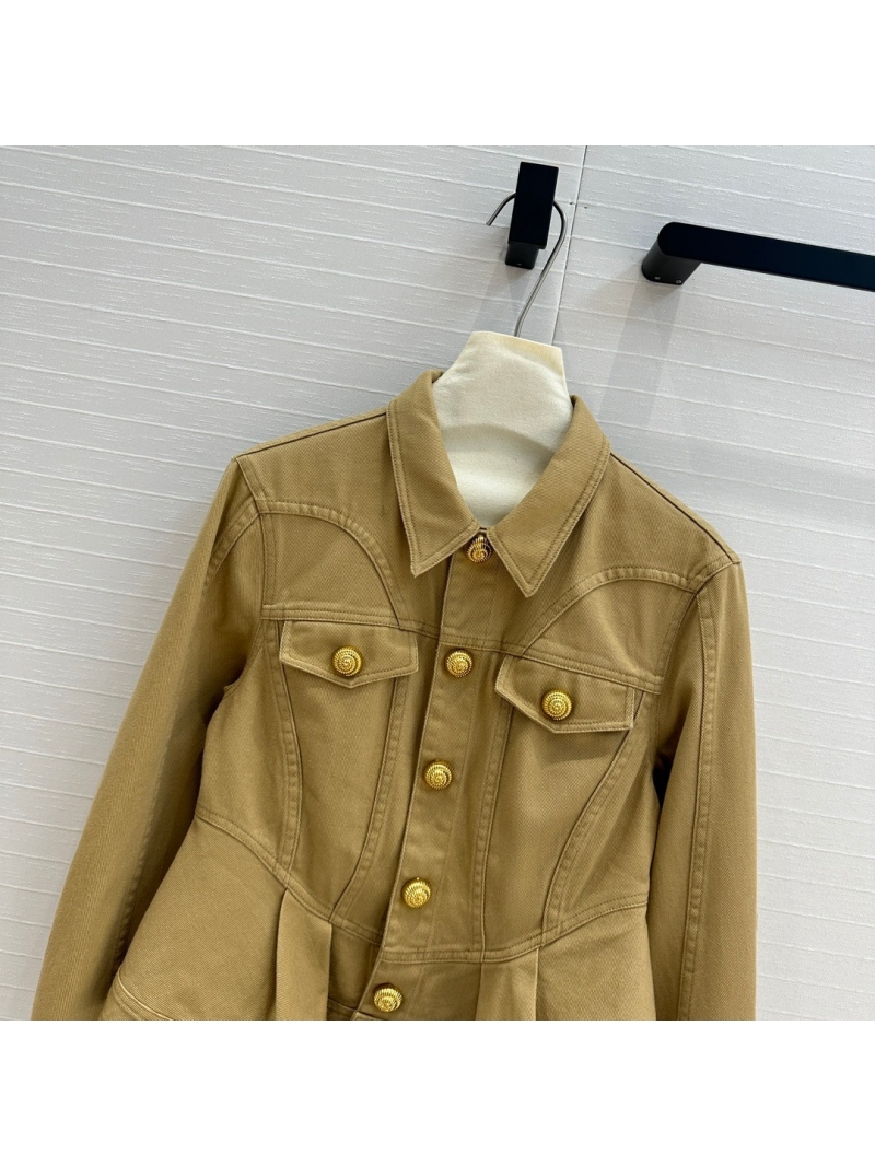 Balmain 2024 Early Autumn Khaki Fitted Denim Jacket