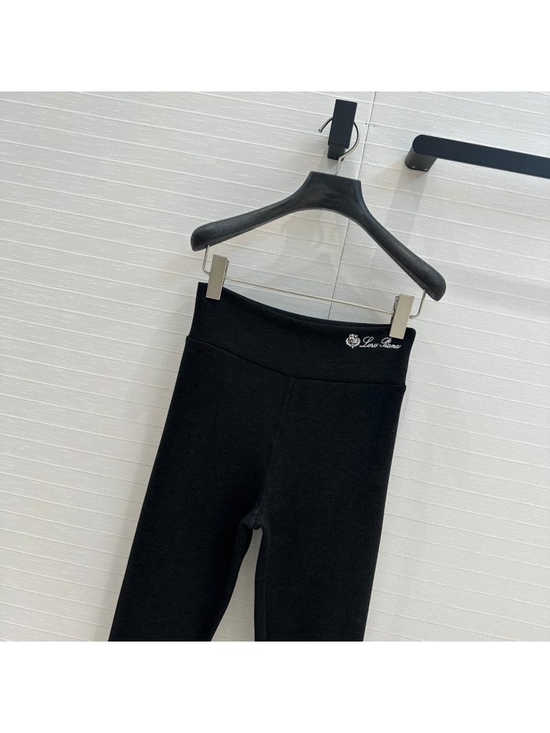 Loro Piana Autumn/Winter Collection Fleece-Lined Slim Leggings. Dark Gray