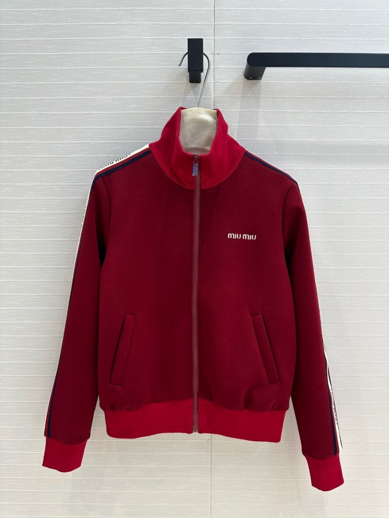 Miu Miu Fall 2024 Contrast Tape Track Suit (Deep Red)