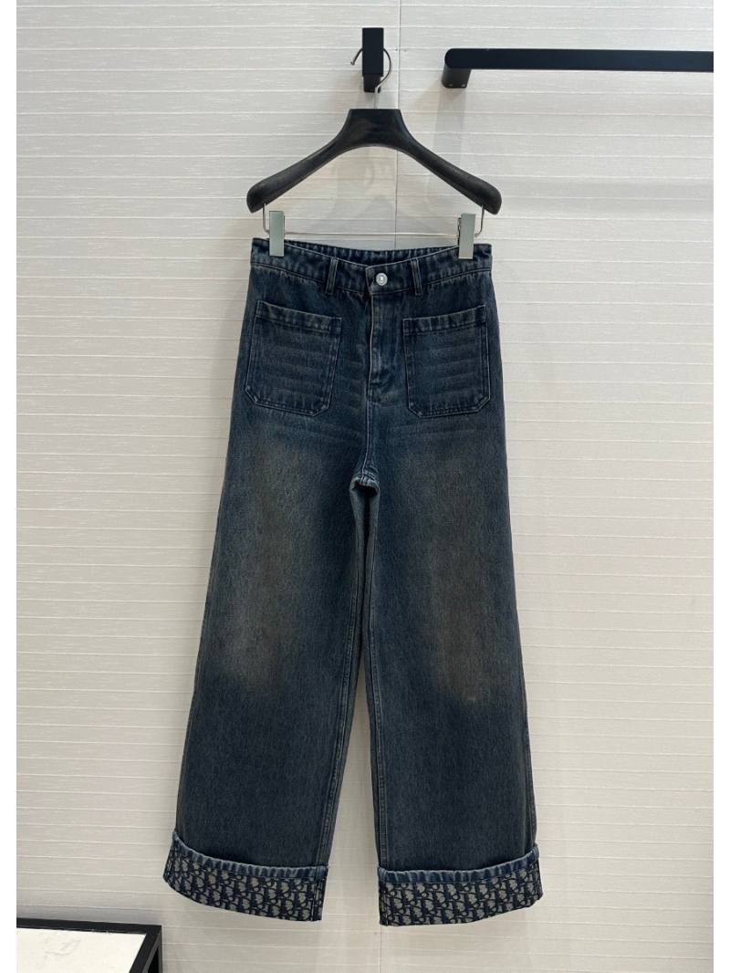 Dior 2025 Early Spring Vintage Logo Washed High-Waist Wide-Leg Jeans