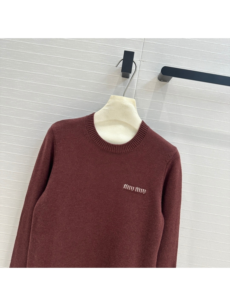 Miu Miu Pre-Fall Vintage Plaid Layered Wool Knit Sweater - Brown