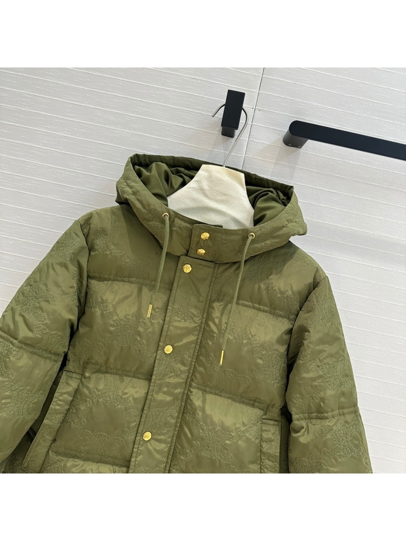 Celine 24 Autumn/Winter Embroidered Triumph Green Down Jacket