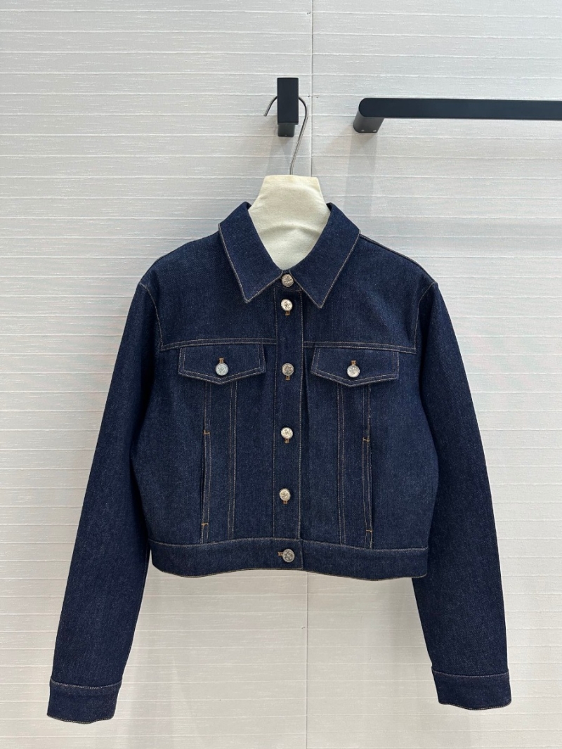 Chanel 25C Collection Classic Short Denim Jacket with Coco Coin Button and H-Line Fit