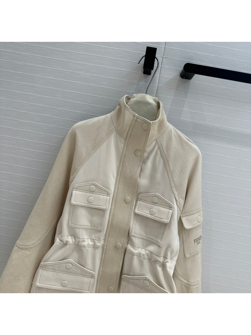 Fendi 24 Capsule Collection Modern Parka Jacket - Beige/Two-Tone Design