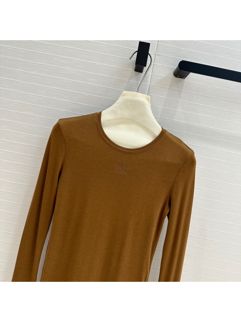 Loewe Fall/Winter 24 Collection Elegant Wool Base Layer Top - Brown
