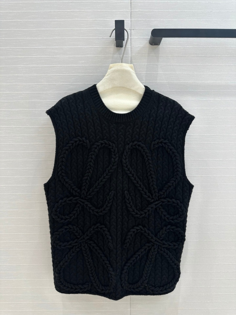 Loewe 24 Fall/Winter Cable Knit Logo Vest – Black