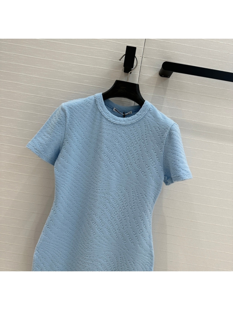 Alexander Wang Spring Collection Embossed Logo Mini Dress - Pastel Blue