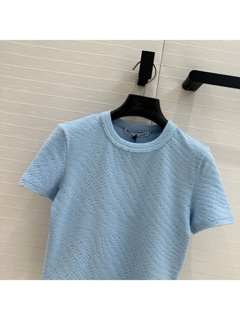 Alexander Wang Embossed Logo Cropped Tee - Pastel Blue