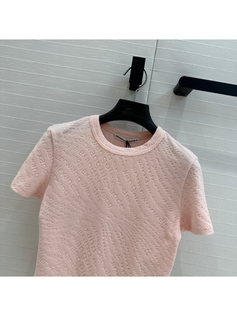 Alexander Wang Embossed Logo Cropped Tee - Pink