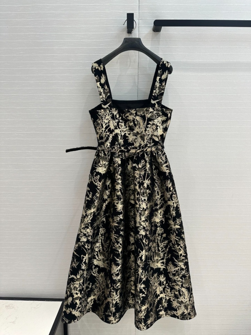 Dior Early Spring Resort Elegant Vessel Dress Black Gold Toile Pattern