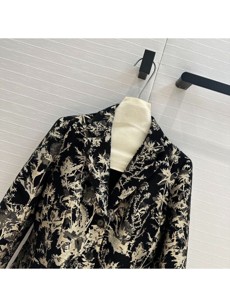 Dior Early Spring Resort Sophisticated Chardons Blazer Black Gold Toile Pattern