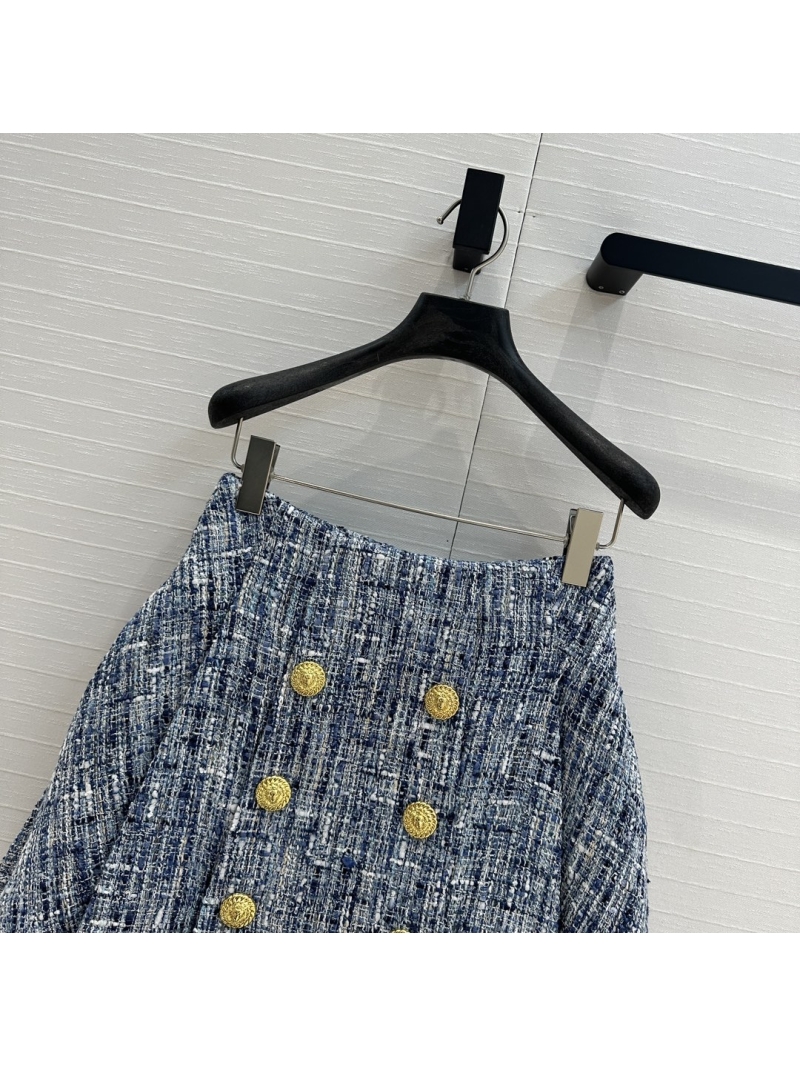 Balmain 25 Early Spring Collection Elegant Pleated Double-Breasted Skirt