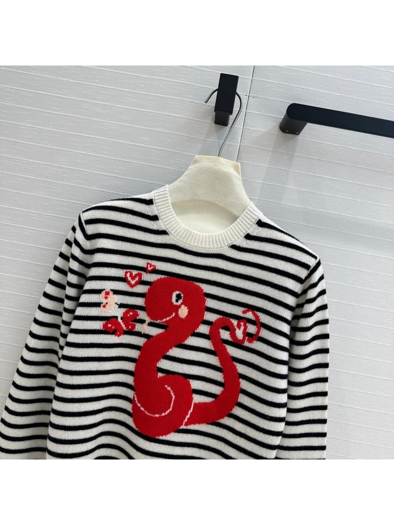 Max Mara Lunar New Year Collection Red Snake Jacquard Striped Cashmere Sweater
