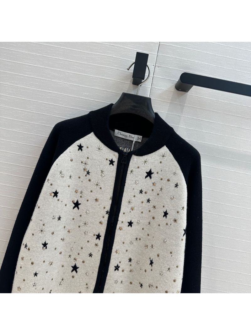 Dior 25S Collection Limited Edition Starry Snake Embroidery Baseball Jacket Black/White