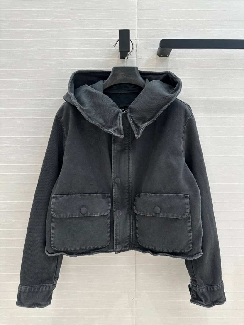 Prada 25S Early Spring Collection Stylish Short Jacket with Hood Charcoal Gray