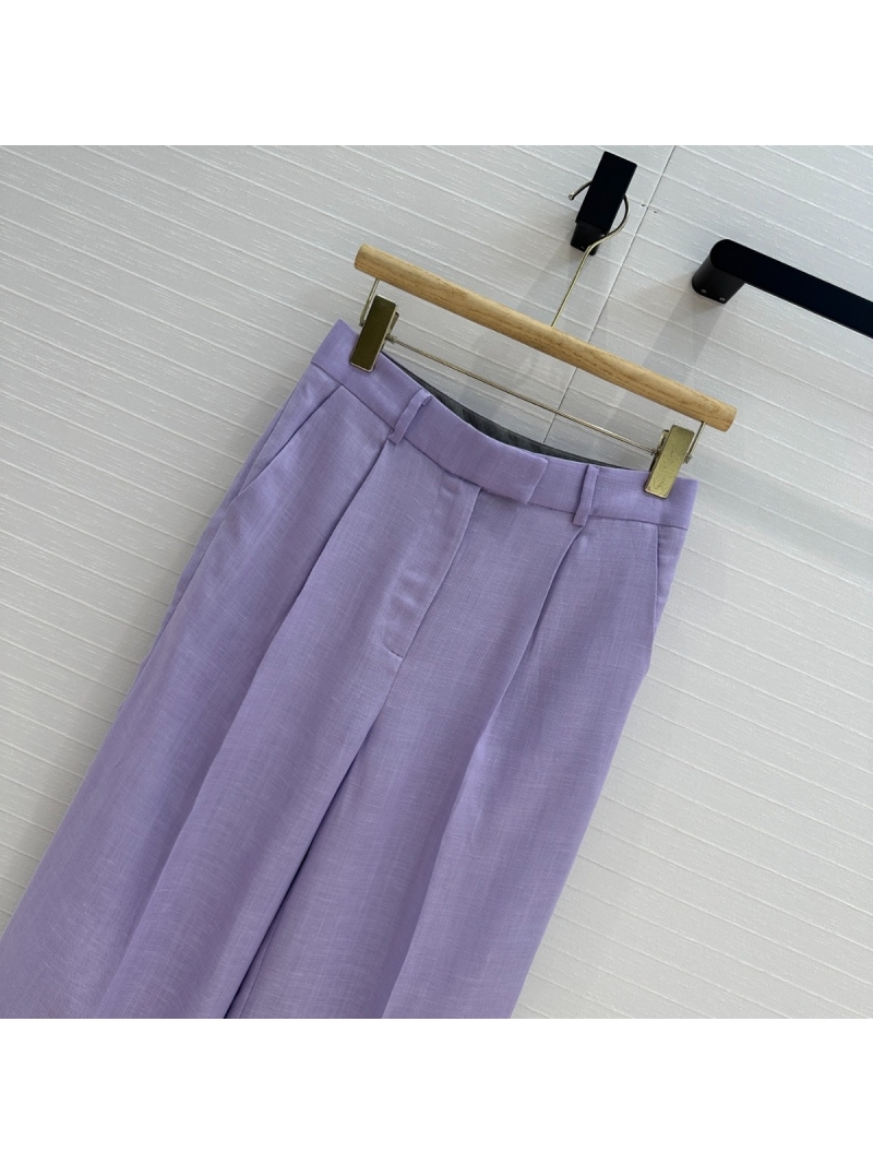Brunello Cucinelli Early Spring Luxe Monet Purple High-Waisted Trousers