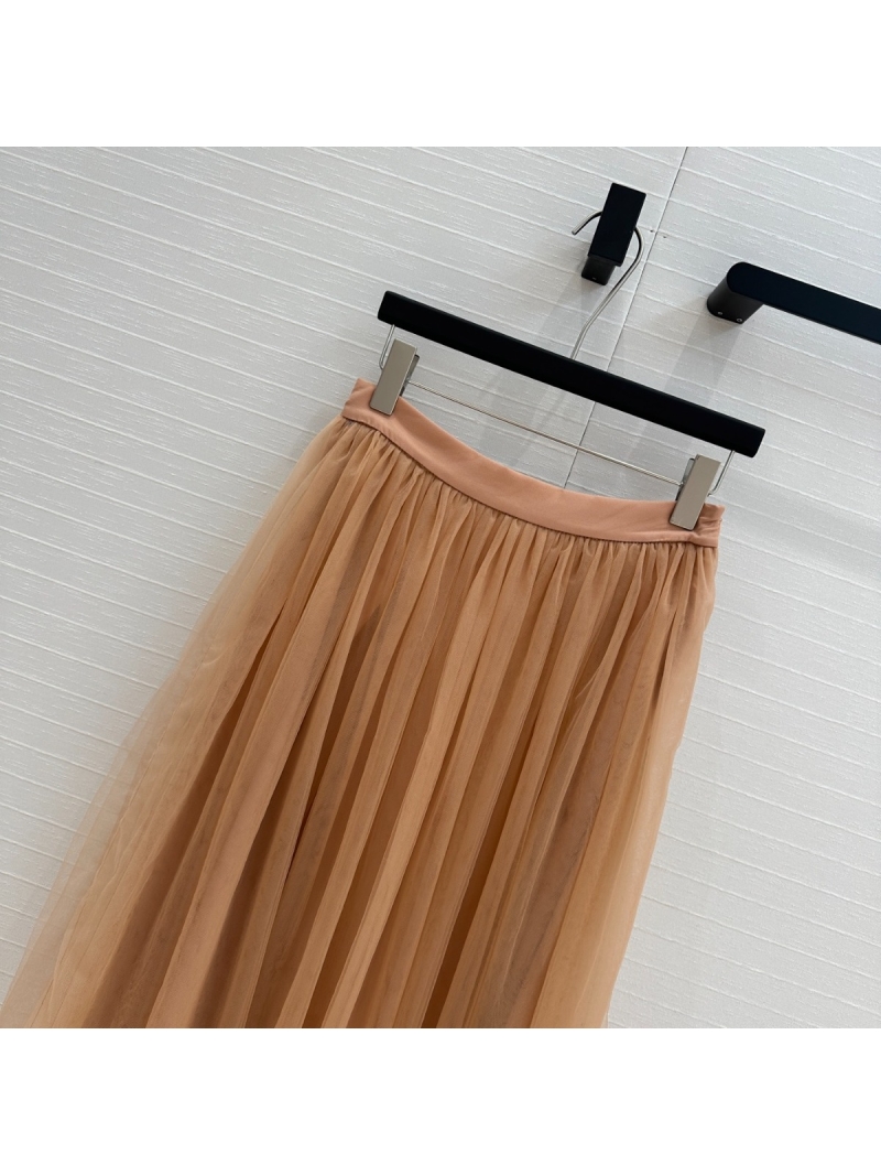 Dior 25 Vacation Elegant Tulle Midi Skirt Nude Pink