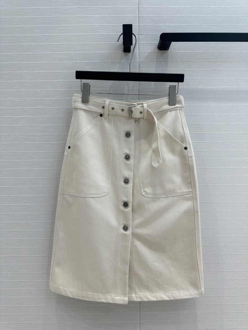 Dior Classic Chic Belted Skirt Beige