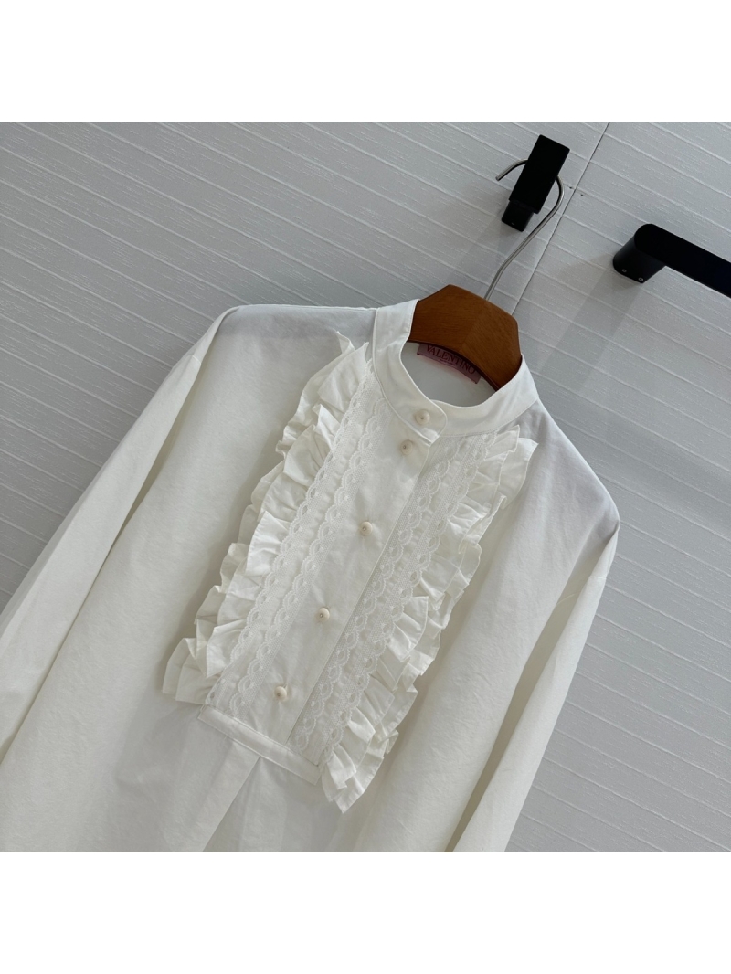Valentino Early Spring Romantic Ruffled Shirt White