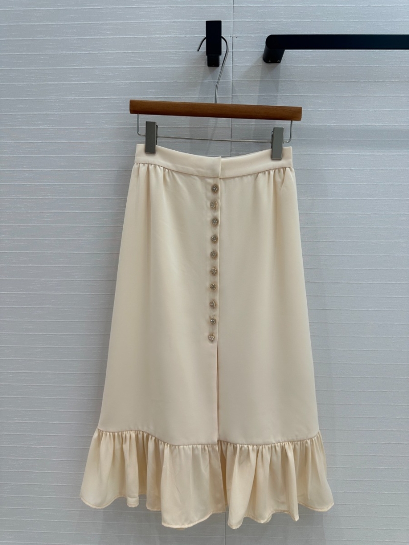 Valentino Elegance Refined Pleated Midi Skirt in Cream