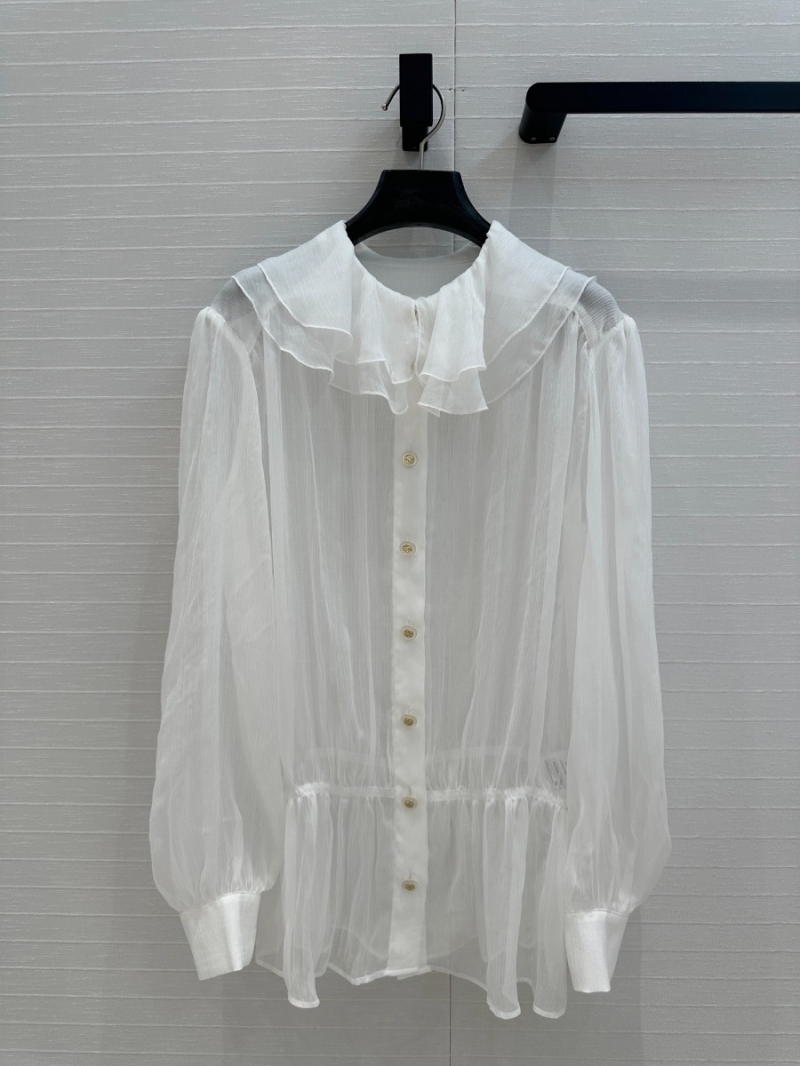 Chanel Coco Girl Romantic Ruffled Blouse White