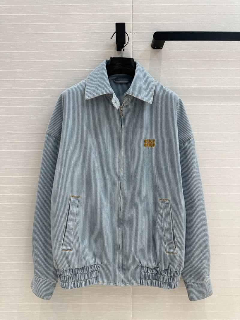 Miu Miu Spring Summer Effortless Striped Jacket Light Washed Denim