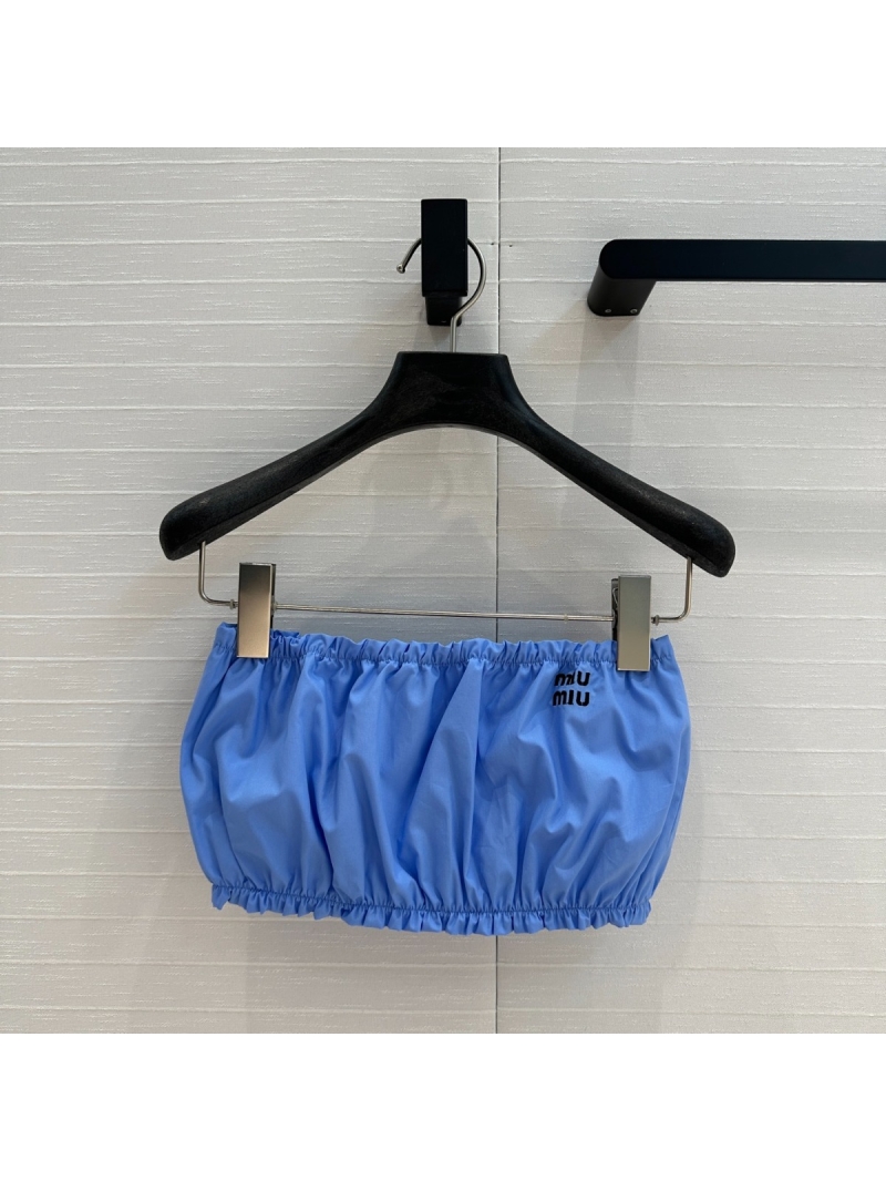Miu Miu Spring Summer Chic Layering Top Blue Solid