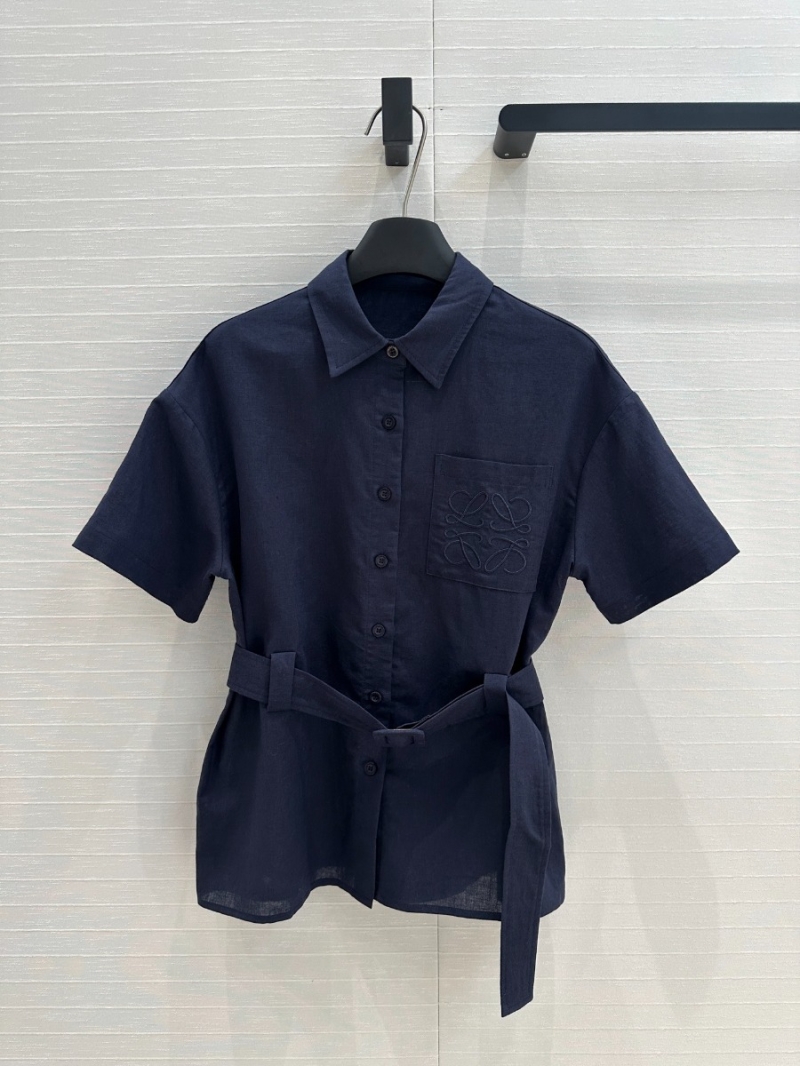 Loewe 25Ss Dopamine Casual Linen Set Navy