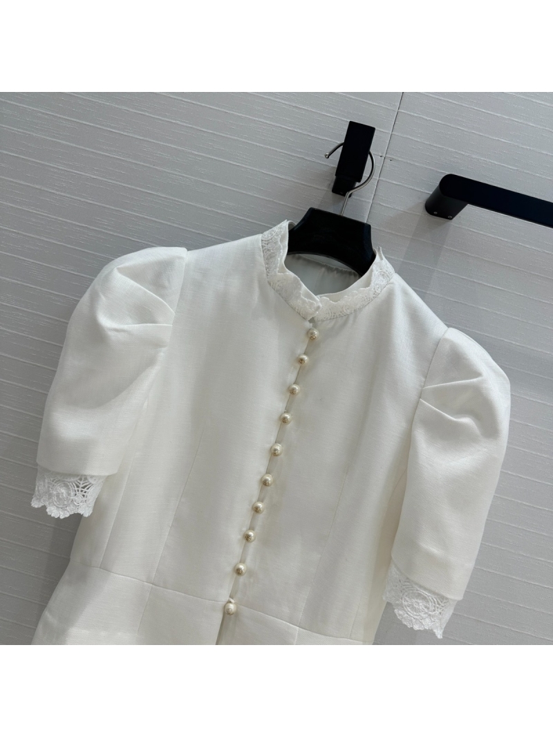 Dior EarlySpring25 Regal Bubble Sleeve Jacket. White