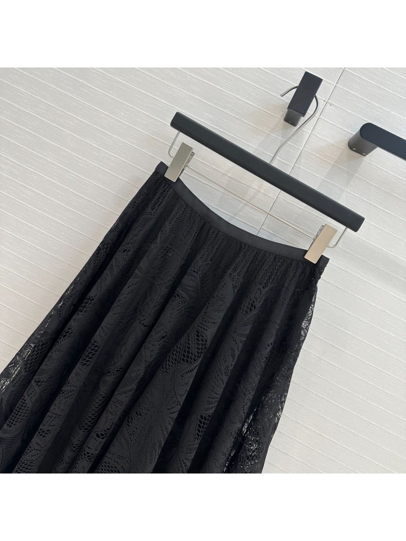 Dior 2025 Spring/Summer Resort Elegant Butterfly-Embroidered Lace Skirt Black
