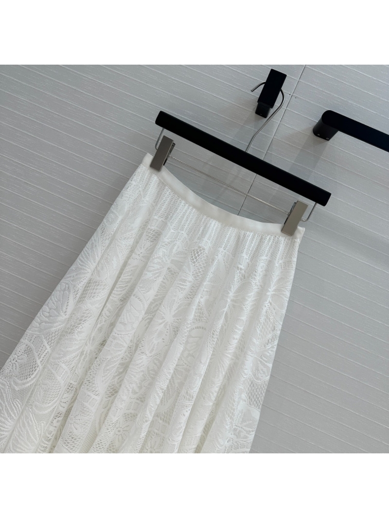 Dior 2025 Spring/Summer Resort Elegant Butterfly-Embroidered Lace Skirt White