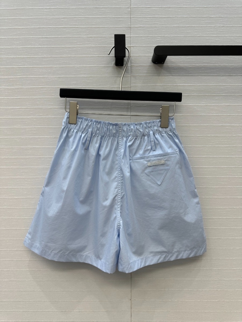 Prada 2025 Spring Summer Exclusive Logo Embroidered Casual Shorts blue